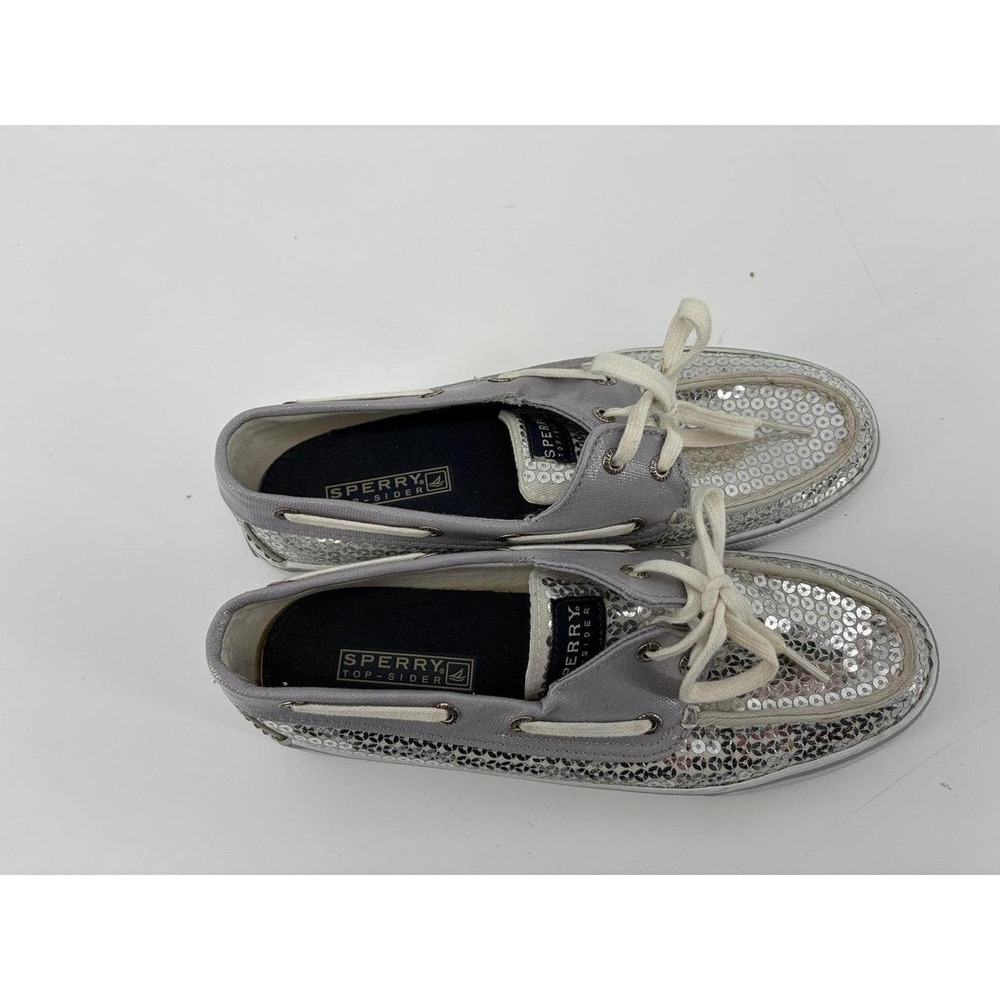 Sperry Top Sider Silver Leather Sequin Slip-On, Women's Size 6.5 - Picture 5 of 8